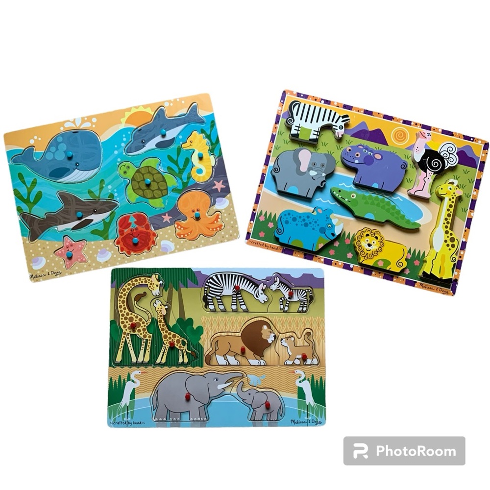 Bundle of 3 Melissa & Doug Wooden Puzzles